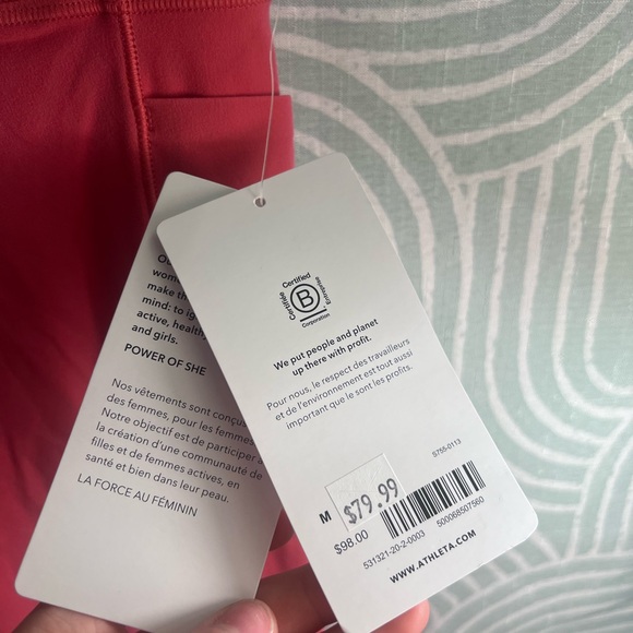 Athleta Salutation Stash Pocket II 7/8 Leggings | Pink | Medium | NWT - Picture 3 of 7